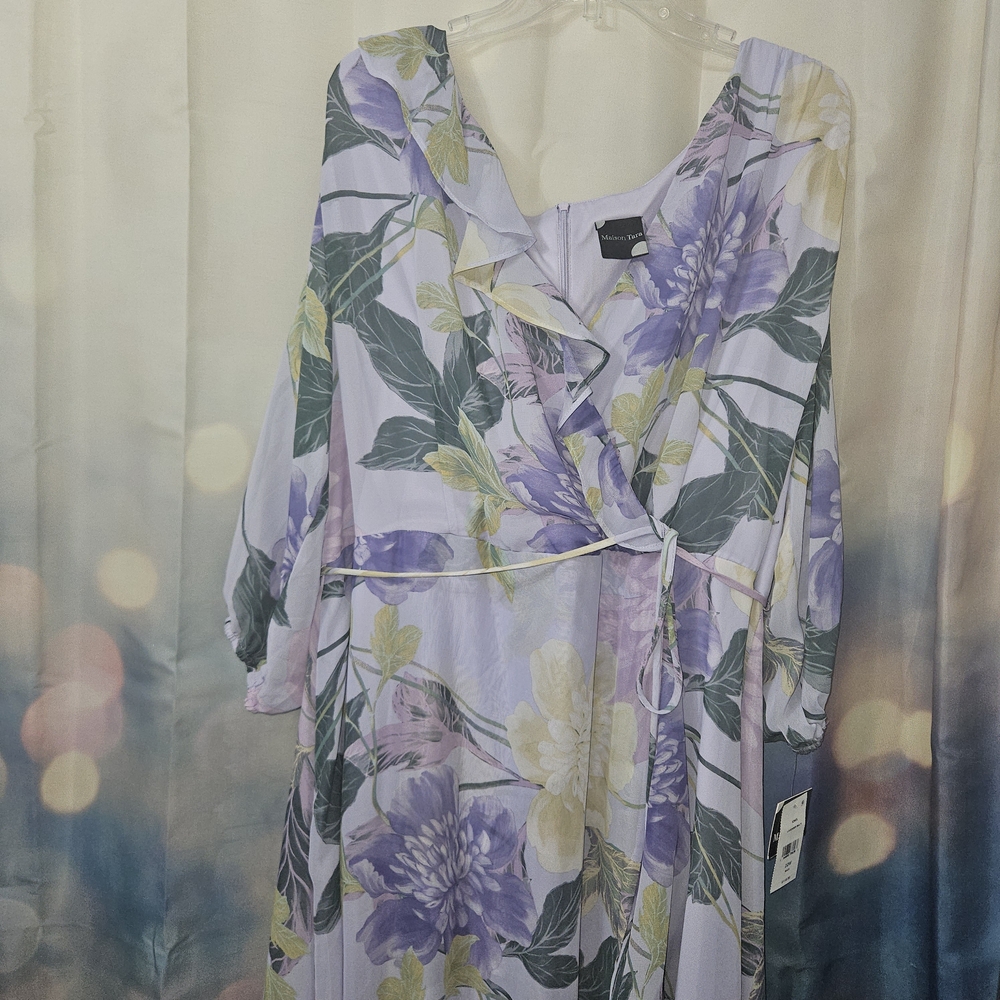 Maison Tara Floral Wrap Dress Ruffle Detail 2x
